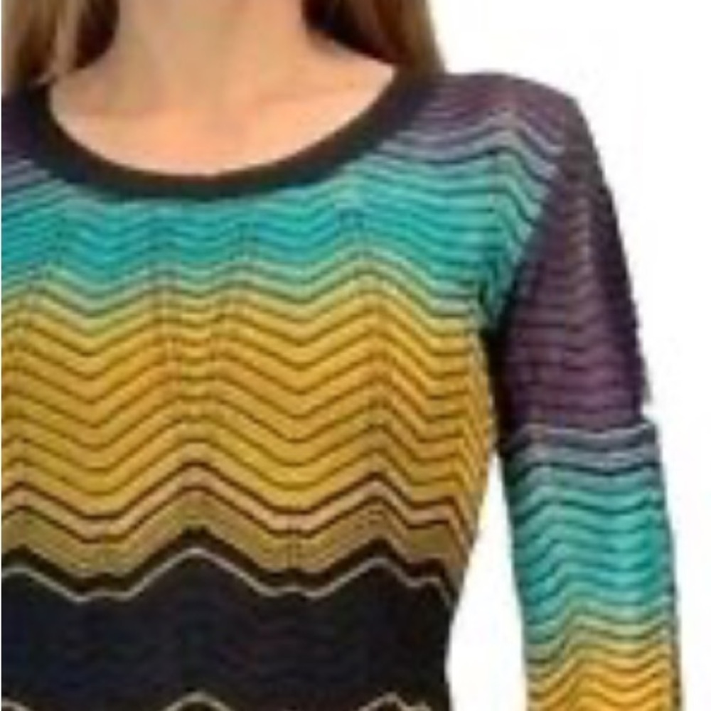 M Missoni Multicolored Wave Texture Knit Long Sleeve Dress Size M - Picture 3 of 13